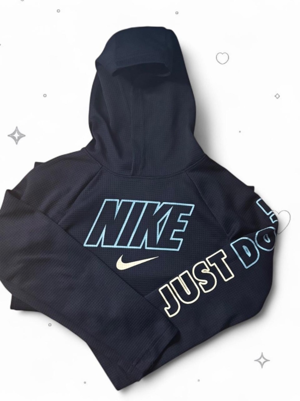 Nike Boys Size 7 Navy Blue Dri-FIT Just Do It Sleeve Pullover Hoodie
